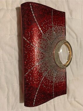 Red Crystal Embellished Clutch Wristlet